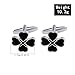 Enamel Four Leaf Pair Cufflink for Men Silver Plated Fashion Shamrock Clover Flower Tie Bar Clips Cuff Link Elegant Wedding St.Patrick's Day Party Dress Accessories Jewelry (Black)