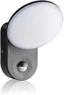 SEBSON® Outdoor Wall Light with Motion Sensor, Mains Powered, 15W 1300lm Cool White 6000K swivelling, IP65 LED Outside Light 9m / 140°