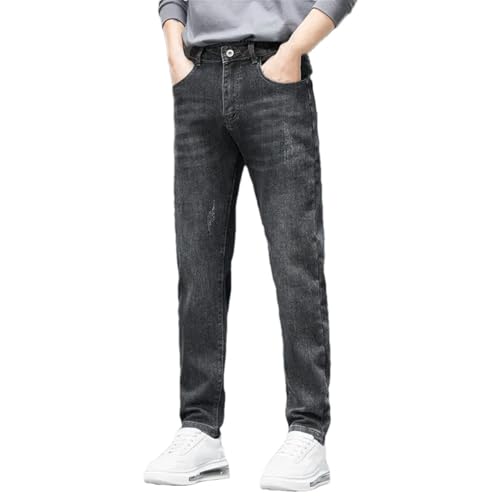 Hndudnff Men Embroidered Jeans Slim Fit Stretch Trousers Clothing Comfortable Straight Denim Pants