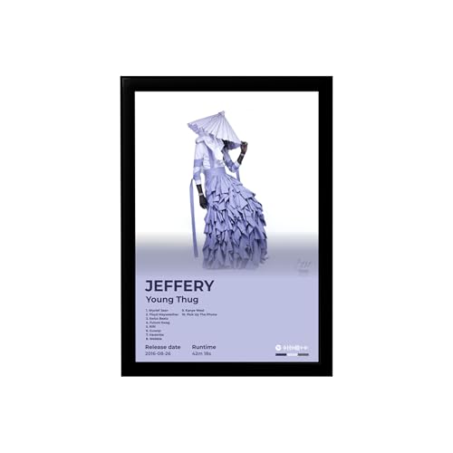 Image of BLINKART Young Thug - JEFFERY Wall Photo Frames | Wall Art for Bedroom, Living Room, Studio or Office | Album Cover Print with Spotify Song Link QR Code | Gift for Fans - 8x12 In