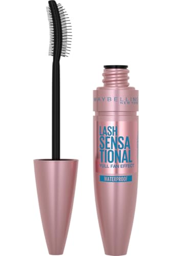 Maybelline Mask, Lash Sensational Waterproof Mascara, Volumizing and Thickening Mascara, Maybelline New York, Lengthening Flake Free Formula, Colour: Black