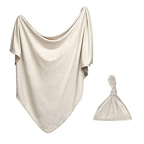 Image of Swaddle Blanket & Hat Set | Receiving Baby Blanket | Soft & Cozy | 47" x 47" Size for Newborns, Infants, and Toddlers (Packaging May Vary) - (Ribbed Cloud Gray)