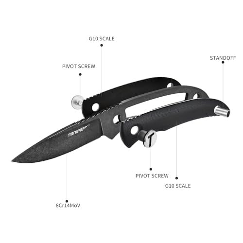 TONIFE Nova 2.68'' Blade Mini Neck Knife Full Tang Fixed Blade Knife with Kydex Sheath and Adjustable Paracord Lanyard for Camping Outdoor Survival Tool (Black+Black Oxide then Stonewash)