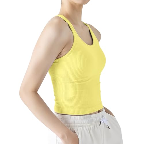 Image of sphinx cat Womens Ribbed Workout Crop Tops with Built in Bra Yoga Racerback Tank Top Slim Fit