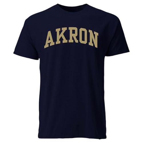 Barnesmith University of Akron Zips Short Sleeve Adult Unisex T-Shirt, Classic, Navy, Small