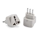 Wonpro Grounded Travel Plug Adapter Type L for Italy, Chile, Uruguay - CE Certified - 2 Pack