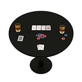 Feltectors Felt Card Game Table Cover for Playing Cards, Poker, Mahjong, Domino, Bridge and Board Game, Elastic Fitted Tablecloth for 36 to 48 Inch Round Tables - Black