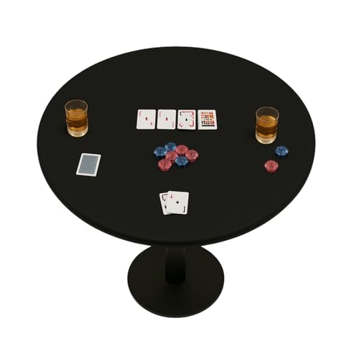 Feltectors Felt Card Game Table Cover for Playing Cards, Poker, Mahjong, Domino, Bridge and Board Game, Elastic Fitted Tablecloth for 36 to 48 Inch Round Tables - Black