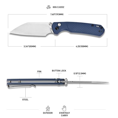 Image of CJRB Pyrite-Light Pocket Knife, 3.34'' AR-RPM9 Steel Stone Wash Blade, Blue