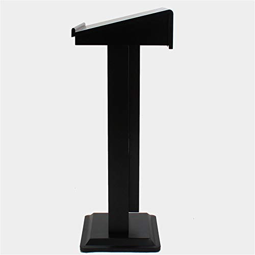Image of Standing Reading Desk Floor Lectern for Teachers Solid Wood Simple Design for Hotels Churches and Schools - Adjustable Height Gold Finish One Sizecm(Black-One Size)