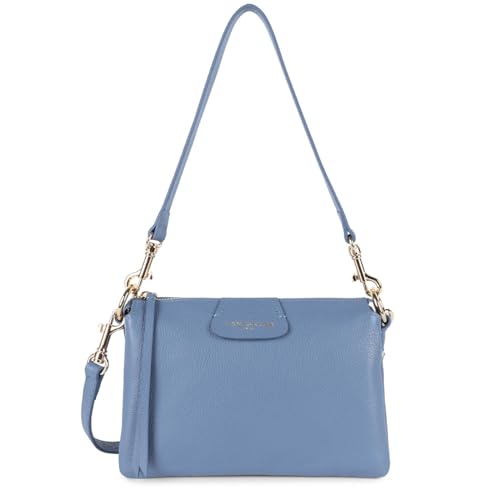 Pochette Dune Bleu Stone Lancaster petit sac bandoulière en cuir