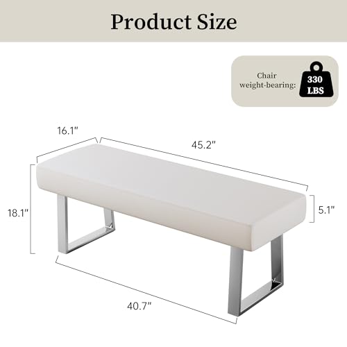 Image of JIEXI 45.3 inch Upholstered PU Leather Bedroom Bench Footstool with Metal Legs