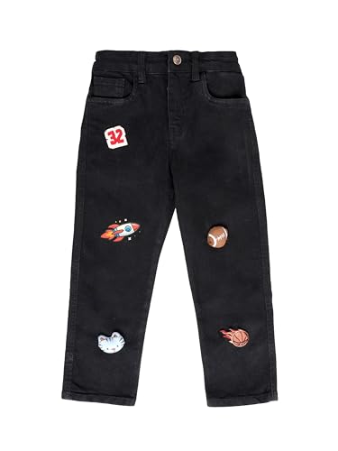 Image of KiddoPanti Boys Regular Fit Denim Pant | Stretch Poly Cotton Denim | Regular Fit Full Length Pant | Back Elasticated & Button with Zip Open Fly