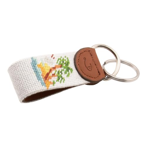 Image of Leather Hand-Stitched Needlepoint Key Fob or Key Chain