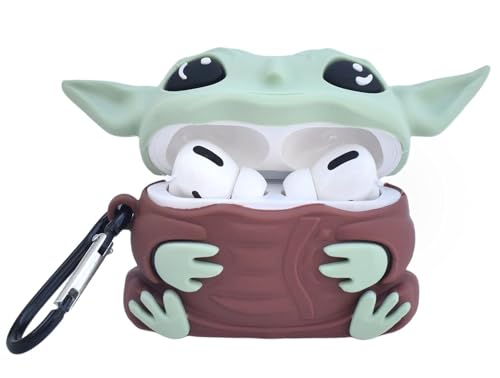 Image of Dezet Cute Soft Silicone Pouh Case for Airpods Pro GEN-2 (2022) � 3D Cartoon Animal Character Cover with Keychain Ring, Shockproof & Dustproof Protective Case for Kids & Girls (YODA)