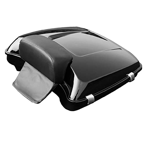 Vivid Black Razor Tour Pack Trunk With Backrest Pad for Harley Touring Models Road King, Road Glide, Street Glide, Electra Glide, Ultra-Classic 2014-Later