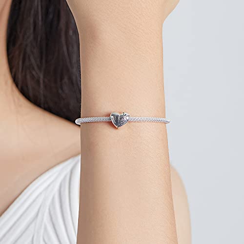 Abalorio de corazón con rompecabezas de amor de plata, regalo ideal para pulsera de mujer 3