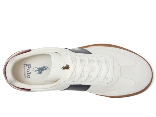 POLO RALPH LAUREN Men's Heritage Aera Leather-Suede Sneakers Bianco/Navy/Wine 1 8 Medium2