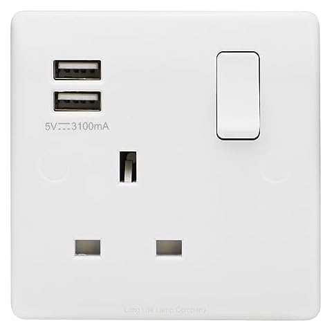 1 Gang USB Wall Socket with Twin Ports Cover