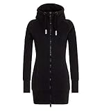 Kapuzen-Design riou Damen Sweatjacke Lang mit Kapuze Winter Baumwolle Oversize Hoodie Sweatshirt Kapuzenpullover mit Reißverschluss