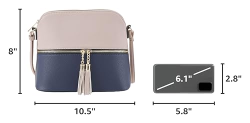 Image of SG SUGU Lunar Lightweight Medium Dome Crossbody Bag Shoulder Bag with Tassel | Zipper Pocket | Adjustable Strap