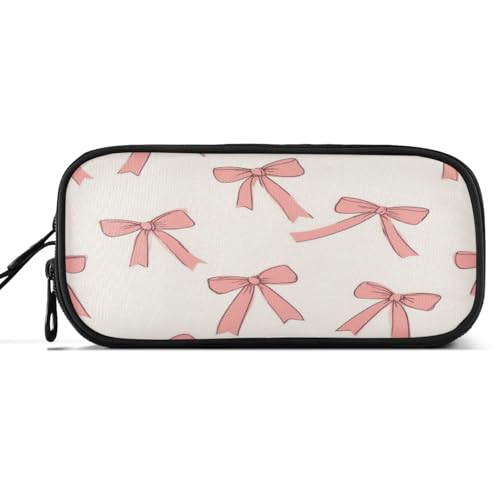 Image of Caikeny Pencil Case Coquette Red Pink Bows Pen Bag Large Capacity Pencil Box Pen Pouch with Zipper Cosmetic Organizer for Kids Teens Adults