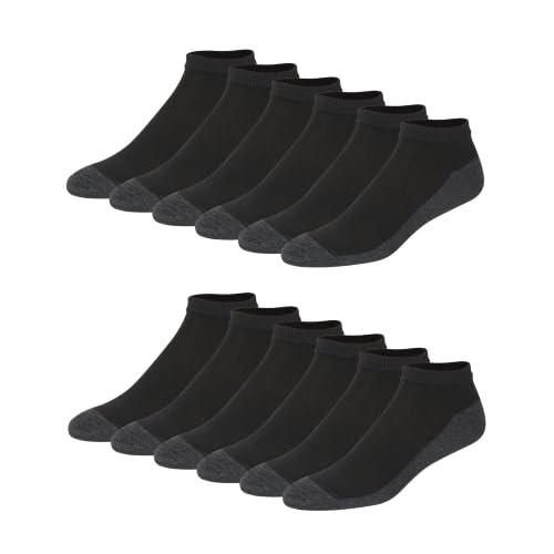 Hanes Mens Socks, X-temp Cushioned Low Cut 12-pack, Black, 12-14 US - image 1
