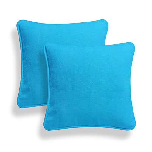 ARLINENS Set of 2 Plain Cotton Soft Decorative Square Cushion Covers throw Pillow cases, Home Decor Decoration For Sofa couch Bed & Chair in 16”18”20” sizes (20x20, Aqua Blue)