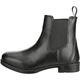 RL24 - Jodphur Reitstiefelette soft | Kinder Stiefeletten | mit Elastikeinsatz & Pull-On | wasserdichte Chelsea Boots aus Kunstleder | schwarze Reitschuhe | Größe 33