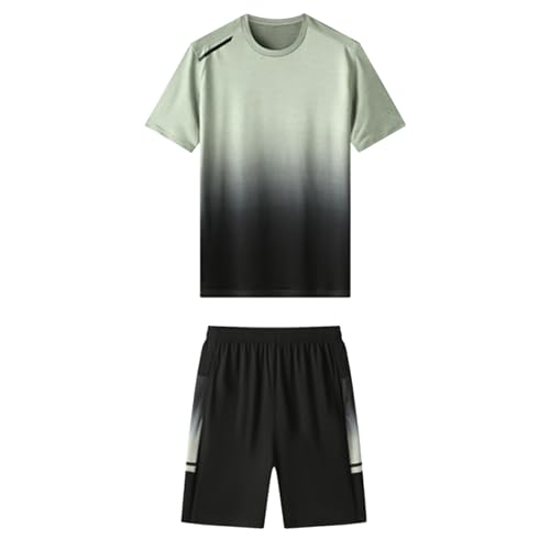 Pantalones cortos de verano para hombre, de secado rápido, de manga corta, para correr, informal, conjunto de dos piezas, pijama cálido para hombre, gris, L