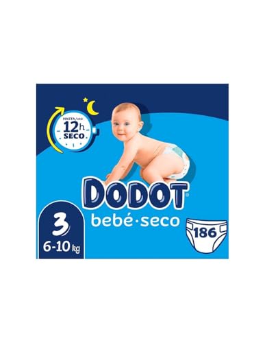Dodot Bebé Seco - Pañales Talla 3 6-10kg - Pack Con 186 Pañales