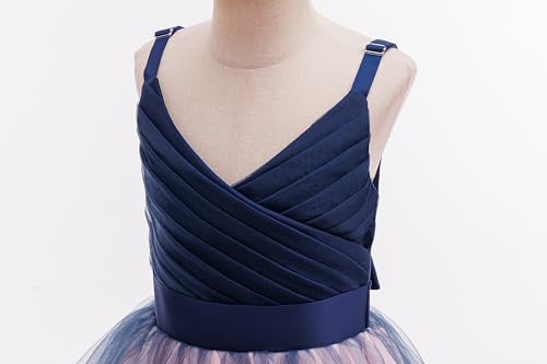 Image of Glamulice Flower Girls Spaghetti Strap Tulle Dress Long A Line Wedding Pageant Dresses Princess Birthday Party Ball Gown