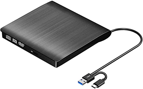 Image of External DVD Drive Player, USB 3.0 USB-C Portable CD /DVD + /-RW Disk Burner, ROM Reader Writer for Laptop Desktop PC