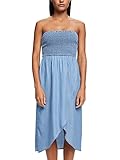 Saum in Wickelform ESPRIT Gesmoktes Schlauchkleid in Denimoptik