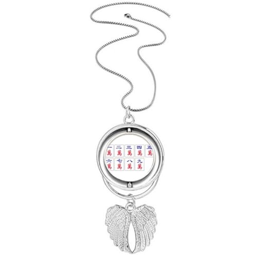 Collier style chinois mahjong ailes d'ange cadeau original pour passionnés de jeux