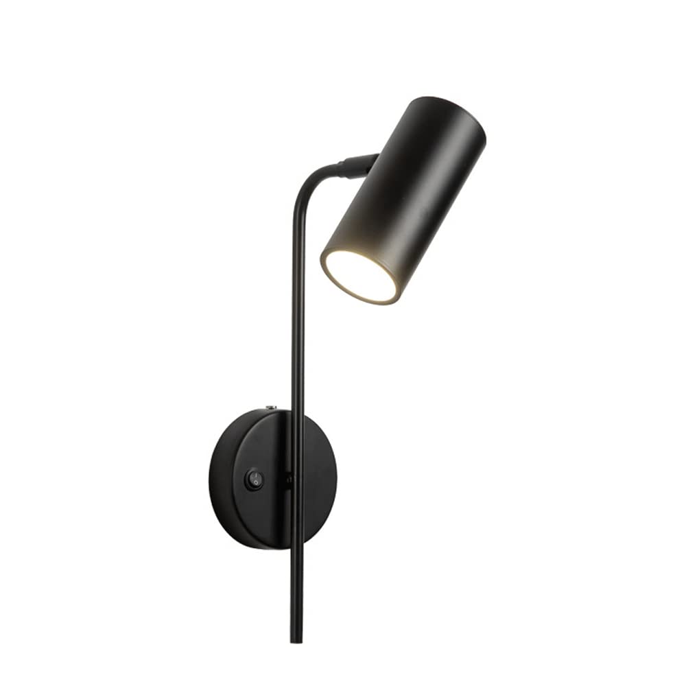 Kinkiety ścienne z reflektorem jako lampka nocna do czytania, 10W LED do montażu na ścianie oprawy oświetleniowe z przełącznikiem Regulowany czarny kinkiet do sypialni Korytarz korytarz