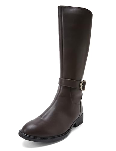 Image of ELLE Women Tan Brown Solid High-Top Block Heel Regular Boots