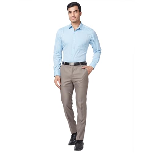 Image of Raymond Slim Fit Poly Viscose Blend Structure Pattern Flat Front Formal Trouser