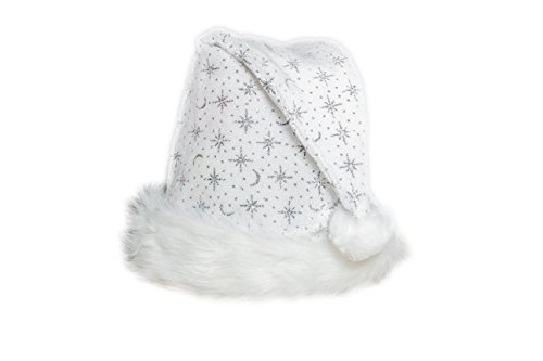 Flauschige Weihnachtsmütze 31 Ciffre Weihnachtsmütze Nikolausmütze Weiß Plüsch mit Glitzer Staub...