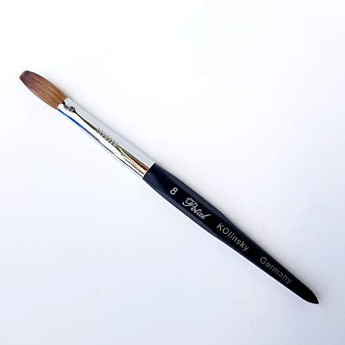 6 Angles Black Handle Petal Kolinsky Acrylic Nail Brush (Six Angles Back handle CRIMPED - Size 8)