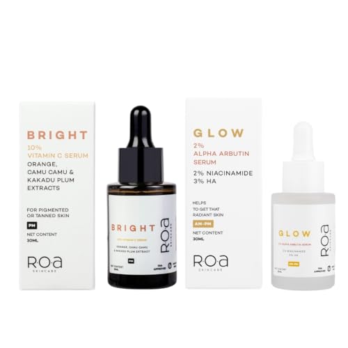 Image of R.O.A Skincare Collagen Boosting two serums combo for Enhanced Cell Renewal and youthful glow | Enhanced Cell Renewal with Vitamin C, Glycolic acid and Salicylic acid face serums | 100 ML each