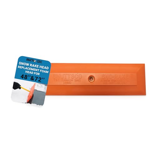 Shuttsco 18 Snow Rake Head Only for Cars and Trucks - Orange Polyethylene Bristles - Replacement Foam Head for 48 and 72 Wooden Poles - Auto Dealer Snow Removal Tool (Pack of 1)