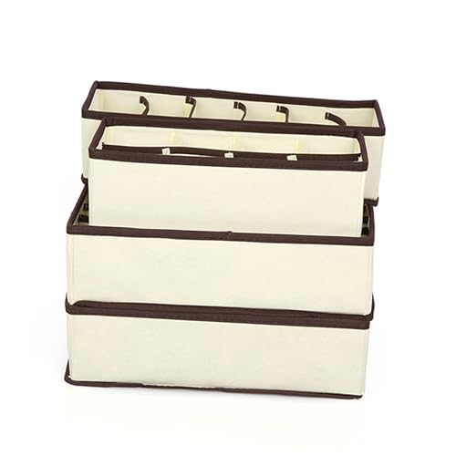 Unomor Foldable Beige Non Woven Socks Underwear Storage Box with Compartments Organizer for Closet Breathable and Dampproof Efficient Space Divider