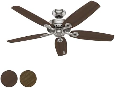 Hunter Fan 52 inch Ceiling Fan in Brushed Nickel with Brazilian Cherry Reversible Fan Blades (Renewed)