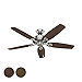 Hunter Fan 52 inch Ceiling Fan in Brushed Nickel with Brazilian Cherry Reversible Fan Blades (Renewed)