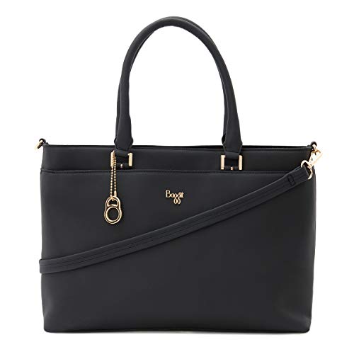 Baggit Spring-Summer 2021 Faux Leather Women's Tote Handbag (Black) (Antares)