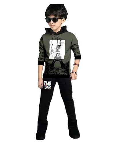 Image of LilBits Boys Summer Co-Ord Set Cotton Blend T Shirt & Lower Set for Kids Boys (2-16 Yrs), Typography Printed Casual Clothing Set, Regular Fit
