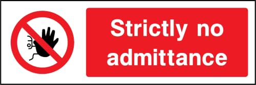 Image of PROFILESIGNS.CO Strictly Admittance Sign - BS EN ISO 7010:2020 - Self-Adhesive Vinyl, Rigid PVC, Aluminium - 300x100mm, 450x150mm, 600x200mm
