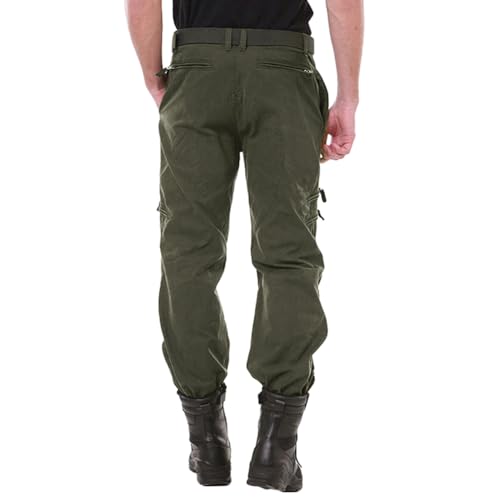 Image of CRYSULLY Men's Cotton Multi-Pockets Work Pants Tactical Outdoor Military Army Cargo Pants (No Belt)
