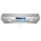 36 inch Under Cabinet Range Hood 1200 CFM with 4-Speed Gesture Sensing & Touch Control, Stainless Steel Kitchen Stove Vent Hoods with 2 LED Lights, Time Setting, Dishwasher-Safe Baffle Filters
